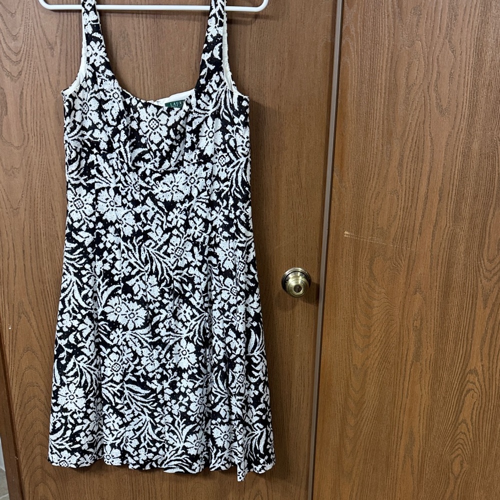 Ralph Lauren Blue Label Black and White Floral Mini Dress